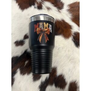 Polar Camel 30oz Mama Tumbler Matte Black Leopard Cow‎ Print Bow Insulated Cup